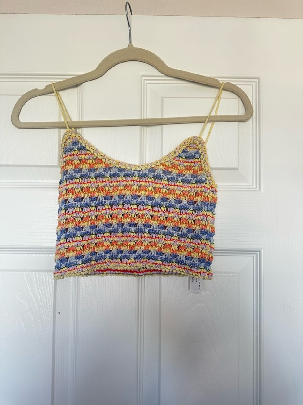 Zara Multicolor Crochet Striped Spaghetti Strap Camisole - Yellow Accent